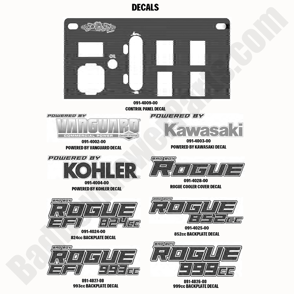 2308 - Bad Boy Mower Parts Lookup > 2020 > Rogue > Decals - 2